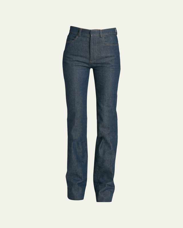 Denim Straight-Leg Pants